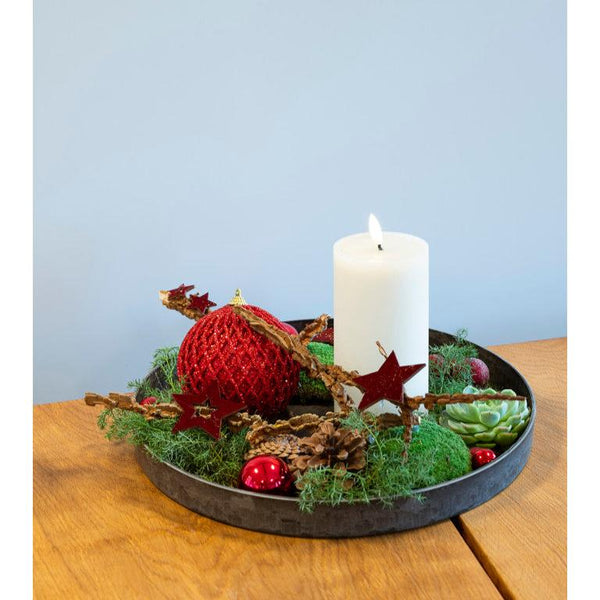 JULEDECO PÅ FAD Ø32 CM MED CREMEFARVET LED-LYS